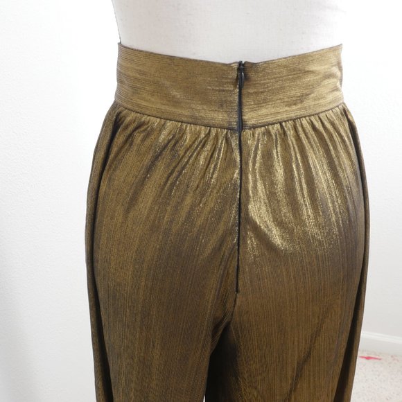 FKSP Made in Los Angeles Gold Black Metallic High Waist Wide Leg XS Disco Pant - Picture 7 of 11